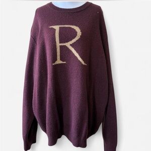 Brown and Cream Crew Neck Sweater Soft Cotton Blend